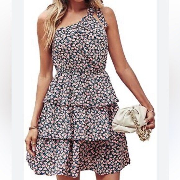 Prettygarden Tie One Shoulder Boho Floral Dress - Picture 1 of 8